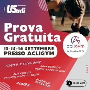 Prova gratuita 13 - 15 - 16 settembre presso AcliGym!